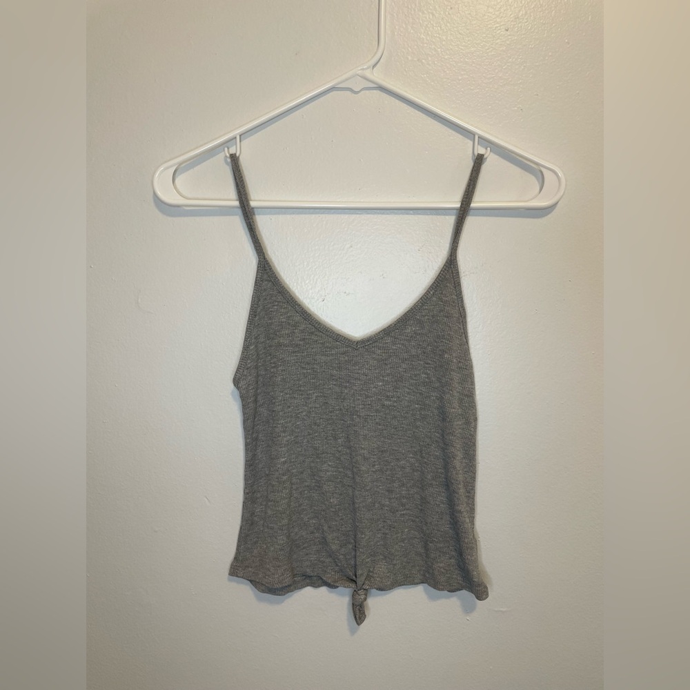 Women's Grey V-Neck Tie-Front Camisole Tank Top